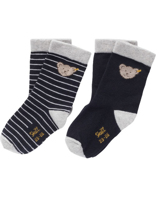 Steiff Mini Basic Socken 2er Pack GOTS, Silver Pink, 22 Ragazzi Unisex