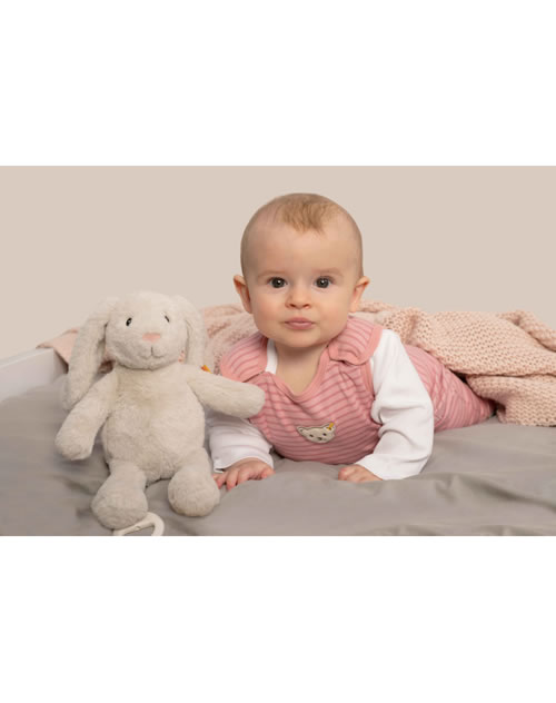 Steiff Hase Hoppie Love grau mit Herz 16 cm 081118 Plüschhase - Teddys