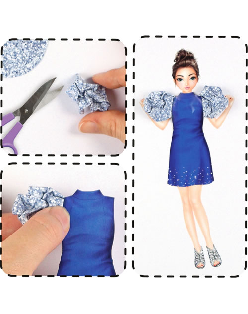 TOPModel Dress Me Up Collage Book | Malbuch Mit Stickern | 20 Seiten | Für Mädchen | Mit Stoffmustern