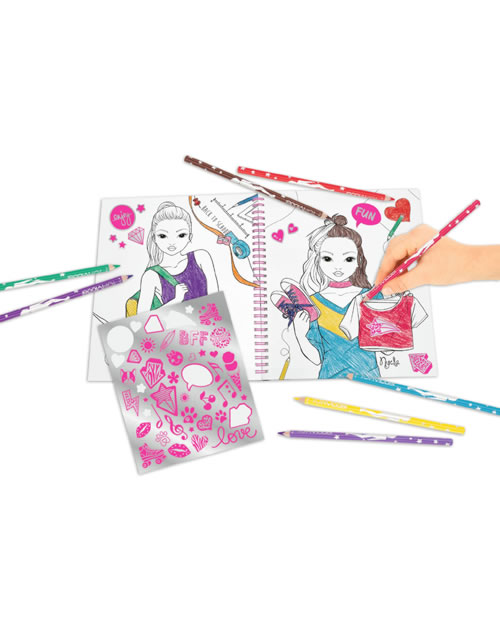 Livre de coloriage - Depesche - TOPModel - 40 motifs - Design Paillettes - Autocollants inclus - Beaux-Arts et Loisirs créatifs