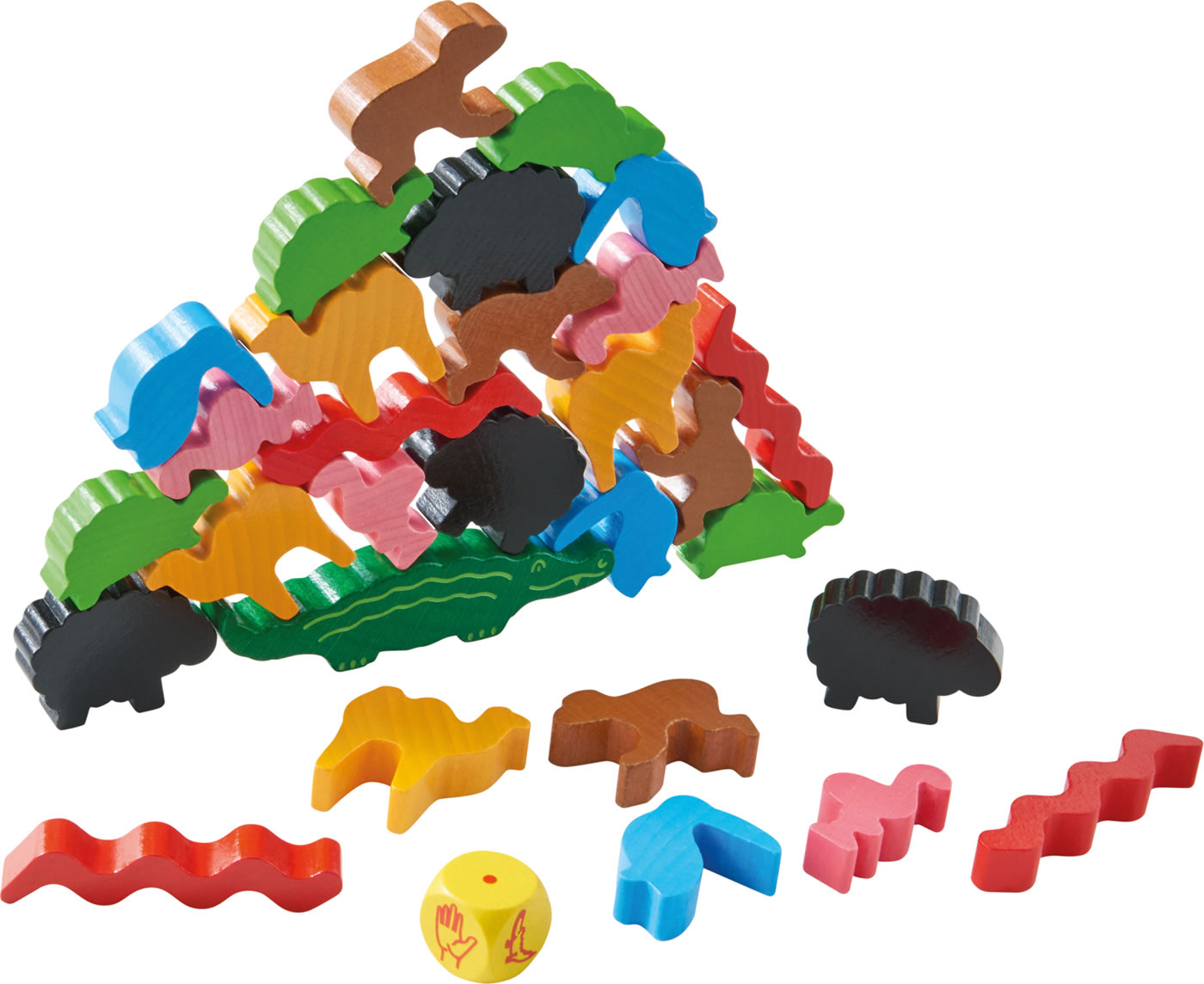 HABA - Piramide degli Animali Edizione Natale - Gioco di abilità e impilamento - Scatola metallica - 4 anni e più - 305526 Rosso
