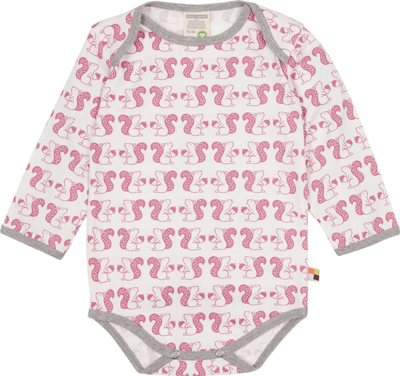Body A Maniche Lunghe In Cotone Biologico Per Bebè - Stampa Integrale, Chiusura Con Due Automatici, Certificato GOTS, Colore Naturale, Unisex
