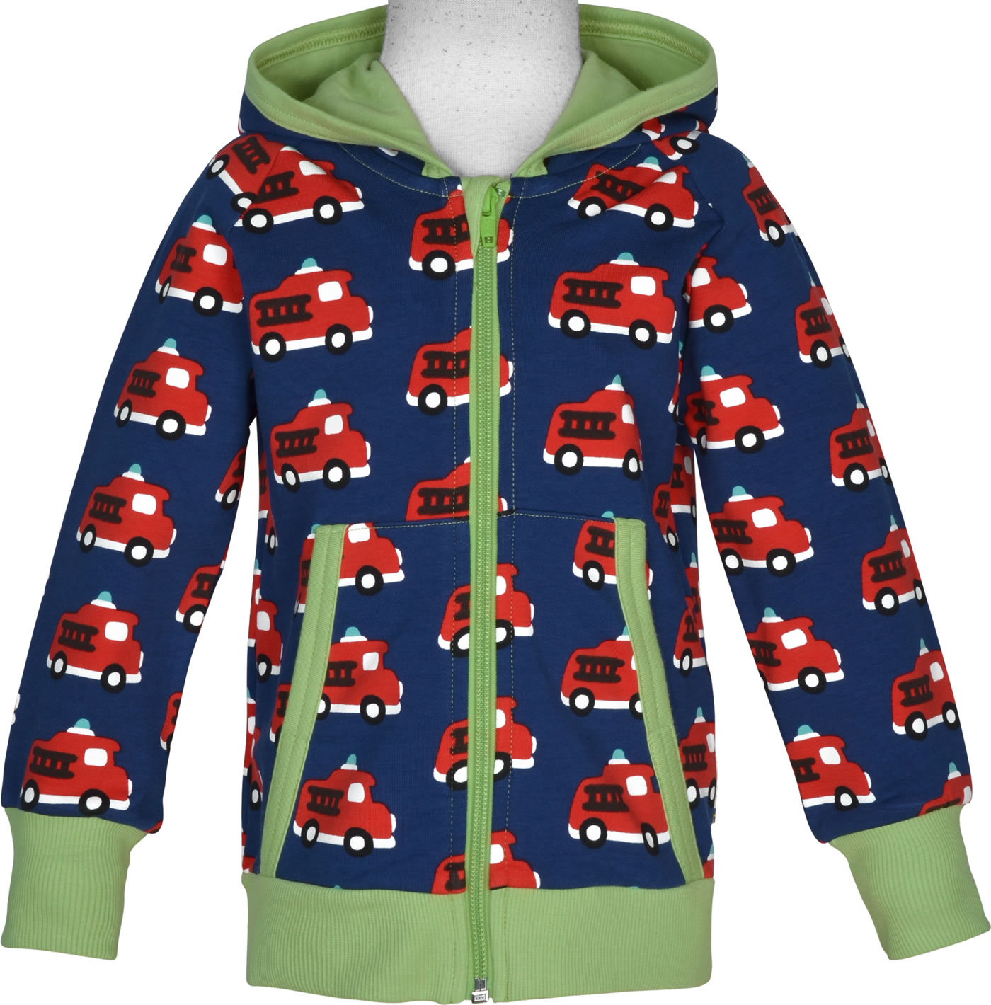 Maxomorra Sweat-Jacke Hoodie FIRE TRUCK blau C3406-M548 GOTS bei