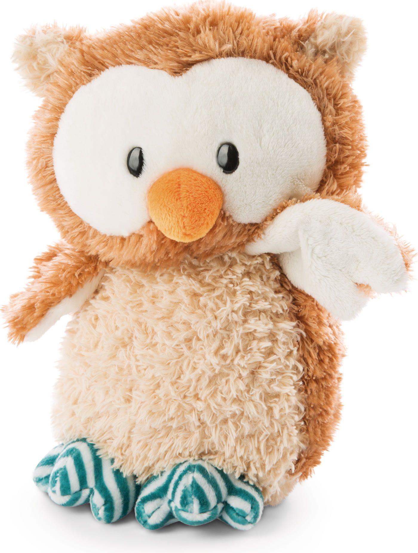 Peluche NICI Owluna 35 Cm – Hibou à Tête Pivotante – Plumeux Avec Pattes Roses