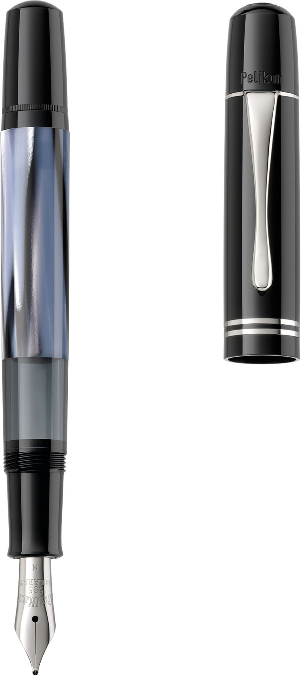 Pelikan Souverän 600 Kolbenfüllhalter – Schwarz-Blau, EF-Feder, Im Geschenketui (Made In Germany)