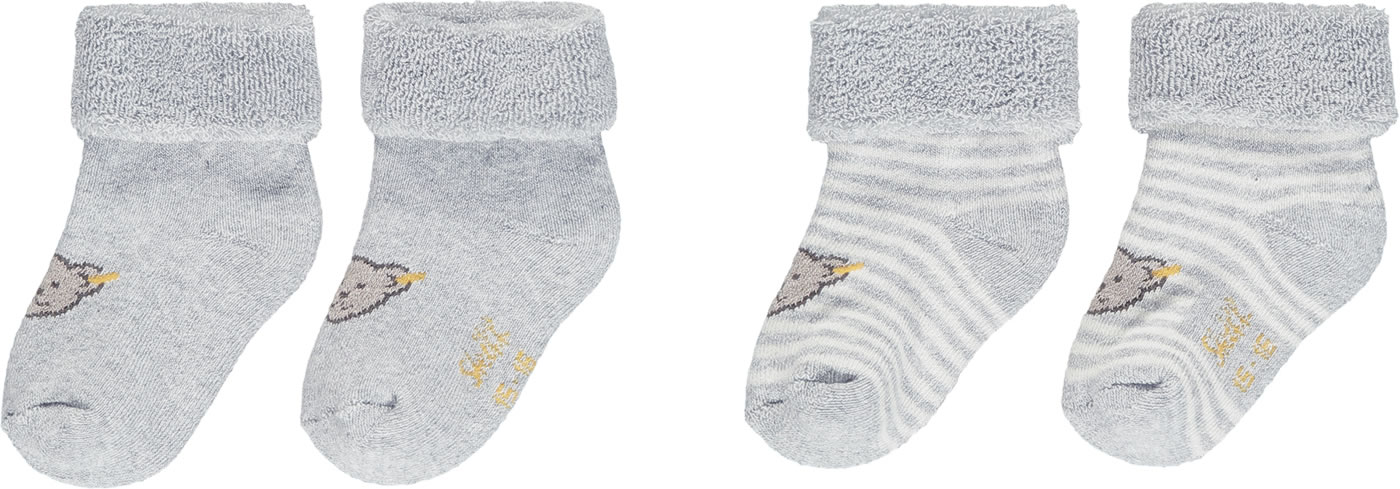 Calzini Unisex Bambino Steiff Mini Basic - Confezione Da 2 Paia - Cotone GOTS - Lavabili - 2