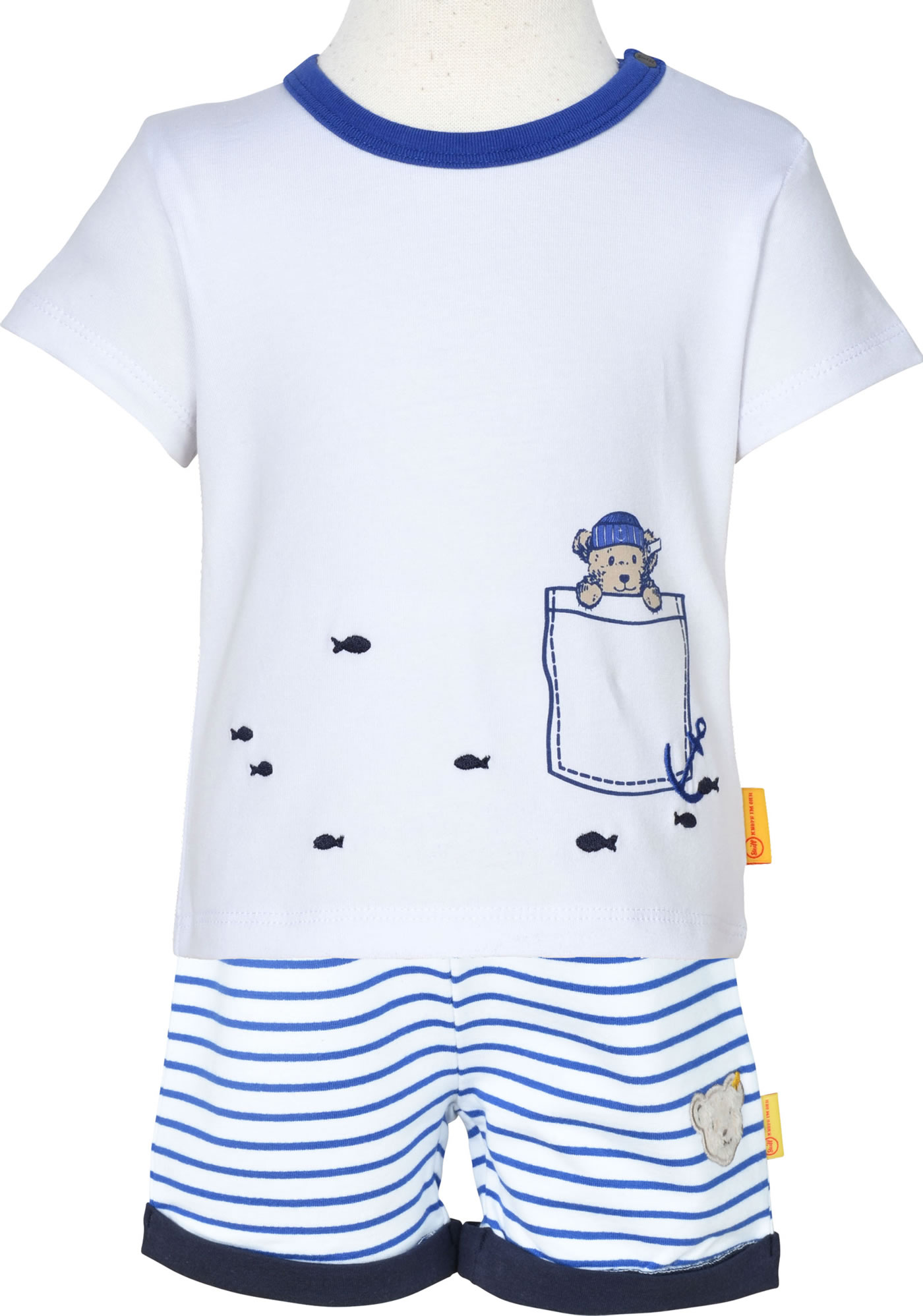 Steiff Baby-Jungen Shorts Mit Teddybär-Motiv - Bequeme Baumwollhose