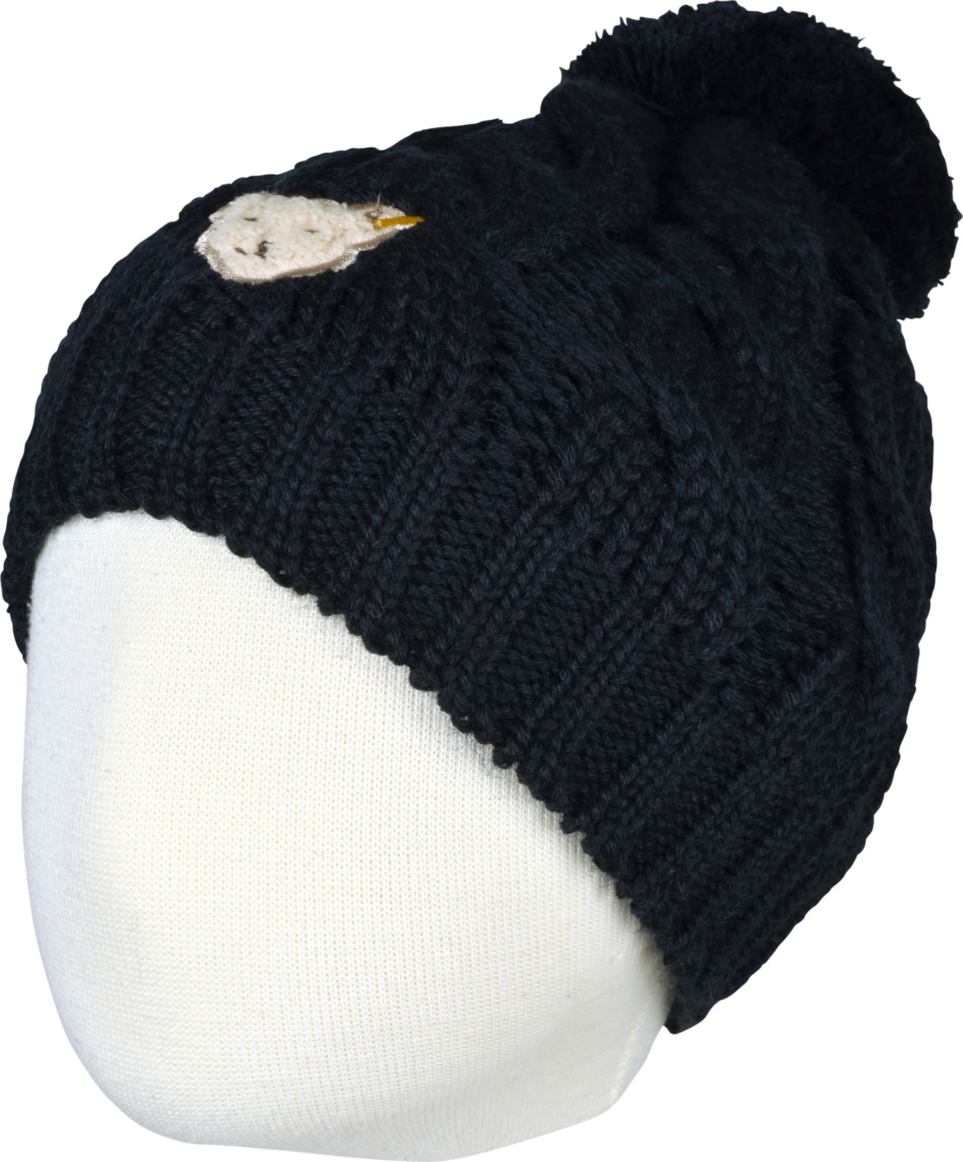 Steiff Baby Basic Bommel Beanie – Weicher Organic Velour Mit Teddybärmotiv – Bindebänder (bis Größe 47)