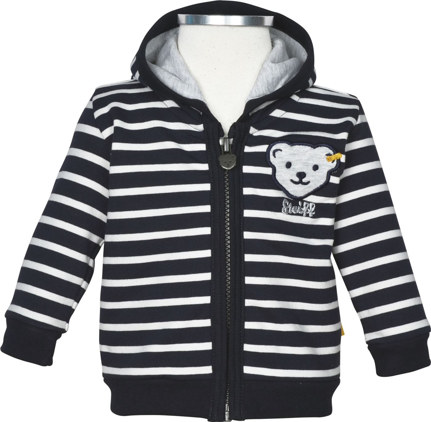 Steiff Baby-Jungen Sweatjacke Navy - Kuschelig Warme Jacke Mit Teddybär-Motiv