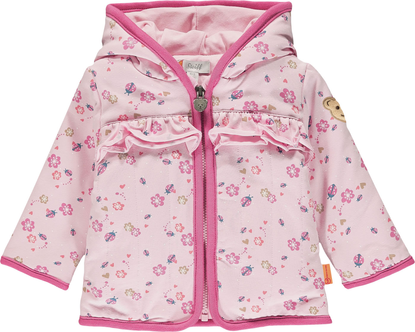 Steiff Baby Sweat Mit Teddy - Rosa-Weinrot Gestreift Größe 62