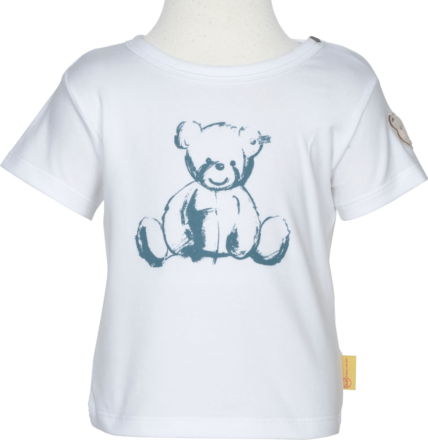 Steiff Baby-Mädchen Kurzarm T-Shirt Mit Gerafften Ärmeln – Weicher Jersey, Praktische Druckknöpfe