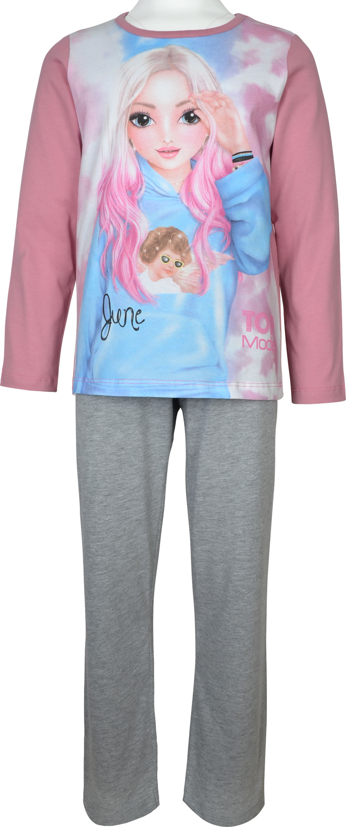 Pyjama TOPModel Avec Louise Et Christy 75063 - Blanc, 100% Coton, Manches Courtes - Confortable Pour Enfants
