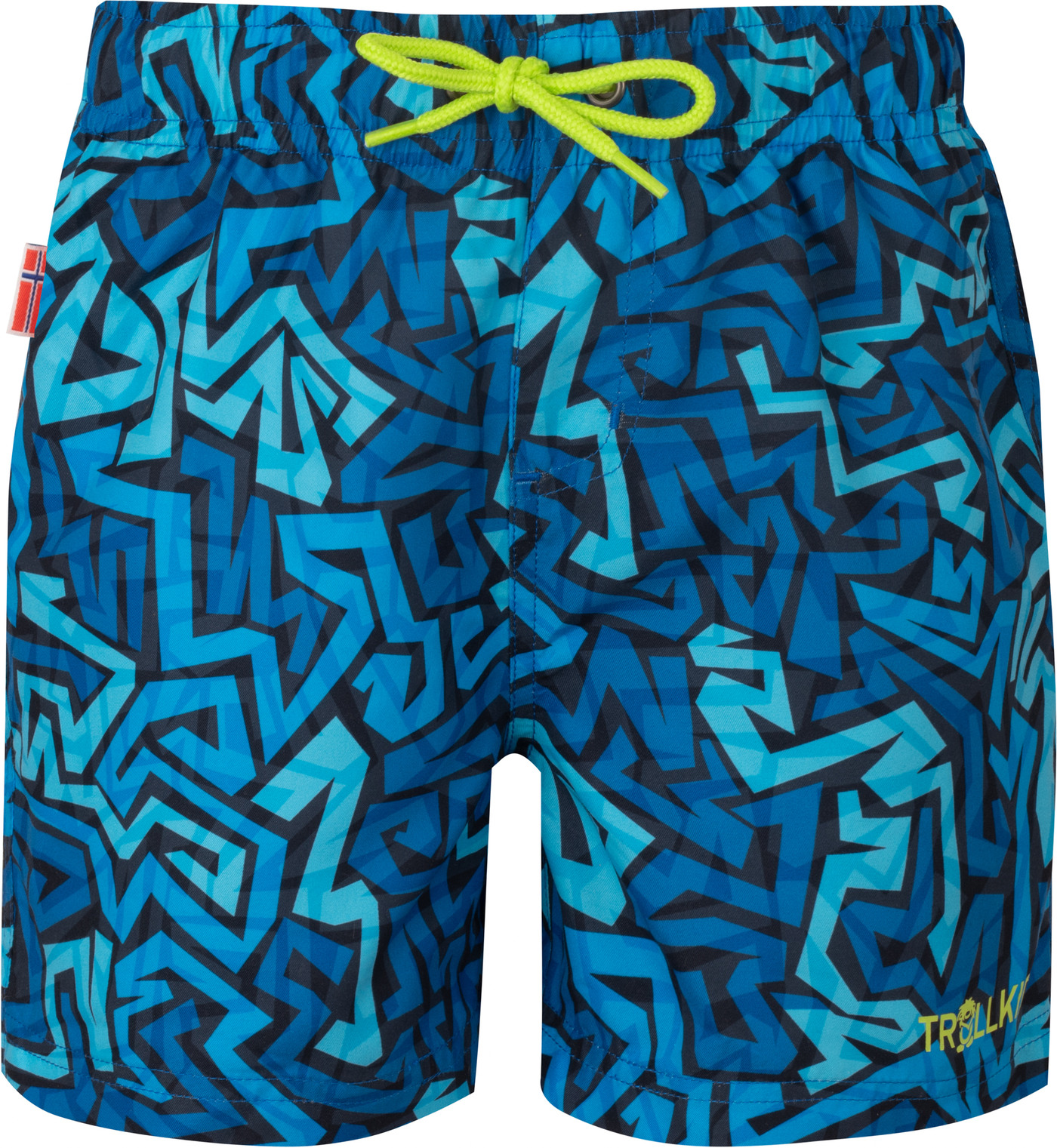 Trollkids Bade-Shorts 'Haukland' mit UPF 50+ - Alpine Blue/Wild Lime - 116