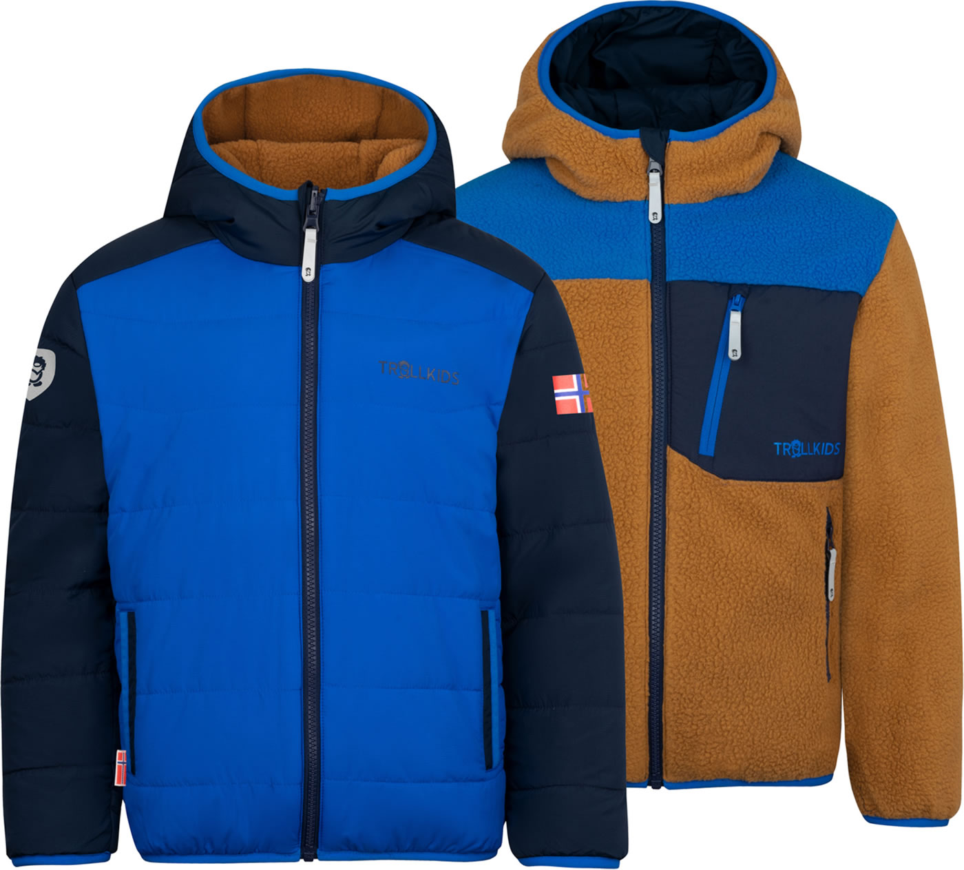 Trollkids Giacca Reversibile Sandvika Per Bambini - Antivento, Lato Liscio Trapuntato E Lato Pile Sherpa - Con Tasche E Dettagli Riflettenti