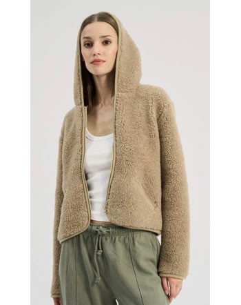 Alwero Damenjacke Sweaterjacke aus Wolle mit Kapuze YPOS tan