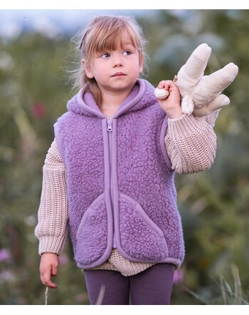 Alwero Kinderweste 'Robby' mit Kapuze aus Wolle - Lila