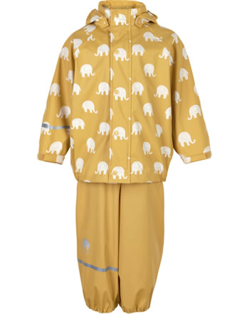CeLaVi PU rain set jacket and trousers with elephants mineral yellow 1372-372