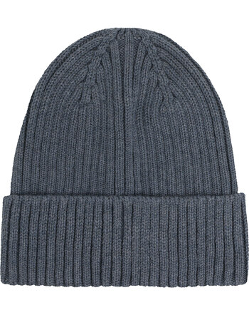 Celavi Strick-Mütze/Beanie mit Umschlag aus Merinowolle und Baumwolle - Stormy Weather Melange