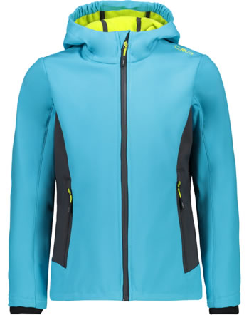 CMP Softshell jacket with hood GIRL turches/lime 3A29385N-01LF