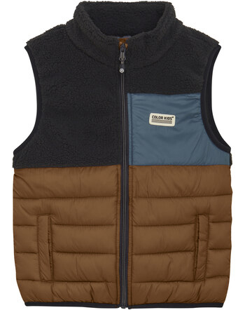 Color Kids Fleece-Weste mit Colorblocking-Design - Nuthatch 🤎