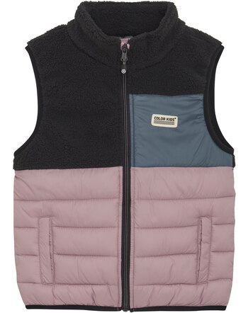 Color Kids Fleece-Weste mit Colorblocking-Design - Woodrose