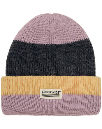 Color Kids Strick-Beanie aus Woll-Mischung mit Colorblocking-Design - Woodrose