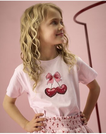 Creamie T-Shirt aus Baumwolle mit Kirsche - Rose Pink