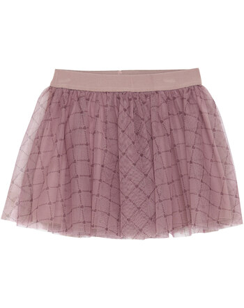 Creamie Tüllrock mit Herzen & Caro-Muster - Woodrose