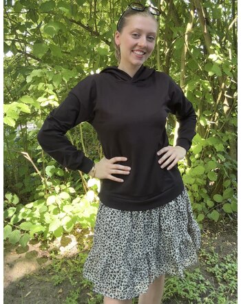Danamade Damen-Hoodie-Kleid 'Ddagny' mit Leo-Print aus Herzen - Black