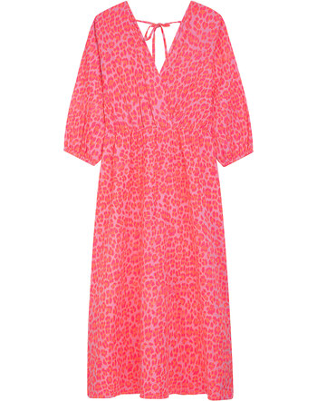 Danamade Damen-Kleid 'Delena' im Leo-Print aus Baumwolle - Neon Pink