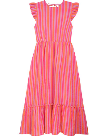 Danamade Damen-Kleid 'Djennie for Mom' im Streifen-Design aus Baumwolle - Neon Pink 💗🧡💗