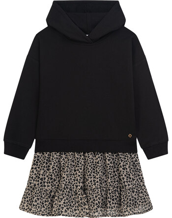 Danamade Kinder-Hoodie-Kleid 'Ddagny' mit Leo-Print aus Herzen - Black
