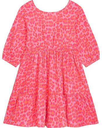 Danamade Kinder-Kleid 'Delena' im Leo-Print aus Baumwolle - Neon Pink