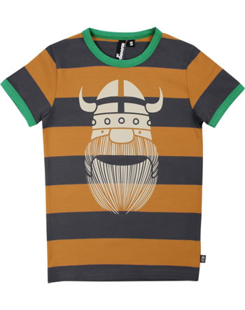Danefae Kinder-T-Shirt Kurzarm RAINBOW RINGER grey marine/ honey