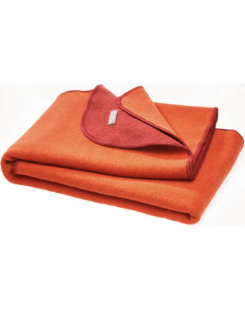 Disana Doubleface Blanket boiled virgin wool GOTS orange-bordeaux