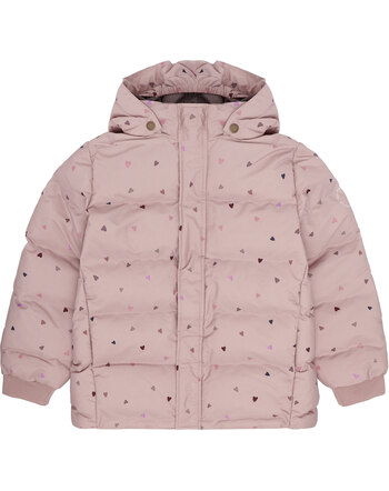 En Fant Winter-Steppjacke mit abnehmbarer Kapuze und Herzen-Print - Adobe Rose