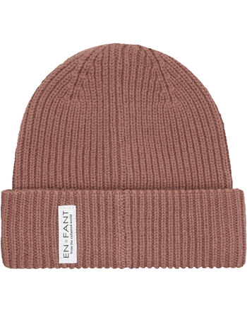 En Fant Strick-Mütze/Beanie mit Umschlag und Baumwollfutter - Burlwood
