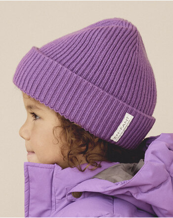 En Fant Strick-Mütze/Beanie mit Umschlag und Baumwollfutter - Bellflower