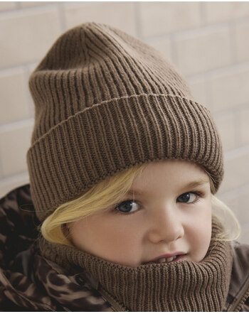 En Fant Strick-Mütze/Beanie mit Umschlag und Baumwollfutter - Pine Bark