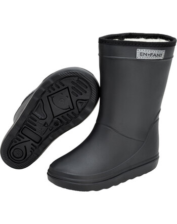 En Fant Thermo-Boots/Gummistiefel mit Woll-Futter - Black