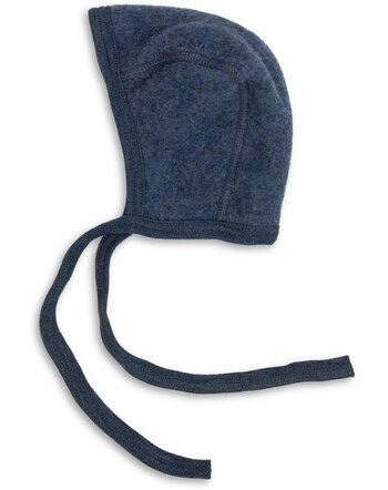 Engel Baby-Bindemütze aus Merino-Schurwolle - Blau Melange