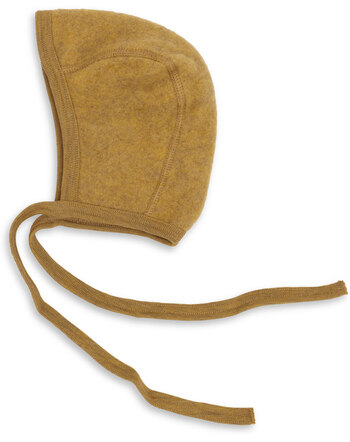 Engel Baby-Bindemütze aus Merinowolle - Safran Melange 