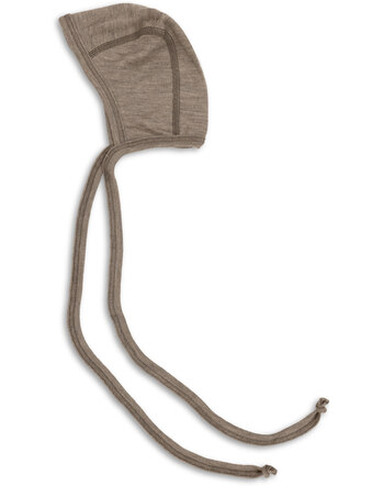 Engel Baby-Bindemütze aus Merinowolle/Seide - Walnuss