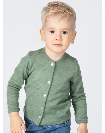 Engel Baby-Cardigan aus 100% Schurwolle - Salbeigrün Melange