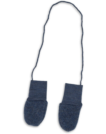 Engel Baby-Fäustel/Fleecehandschuhe für 0-6 M. aus Merinowollfleece - Blau Melange