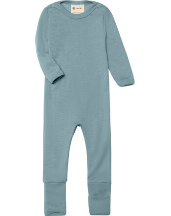 Engel Baby-Schlafoverall mit Beinumschlag aus Schurwolle und Seide - Bergblau