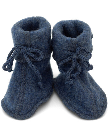 Engel Baby-Schühchen mit Bändel Fleece IVN BEST - Blau Melange