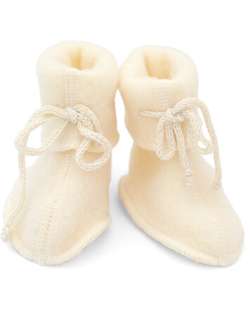 Engel Baby-Schühchen mit Bändel aus Woll-Fleece - Natur