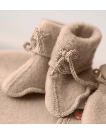 Engel Baby-Schühchen mit Bändel Fleece IVN BEST sand melange