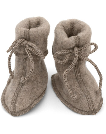 Engel Baby-Schühchen mit Bändel Fleece IVN BEST - Walnuss Melange